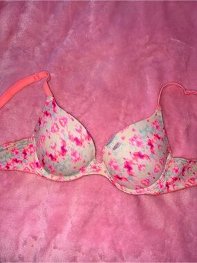 Floral Print Pink Push-Up Bra